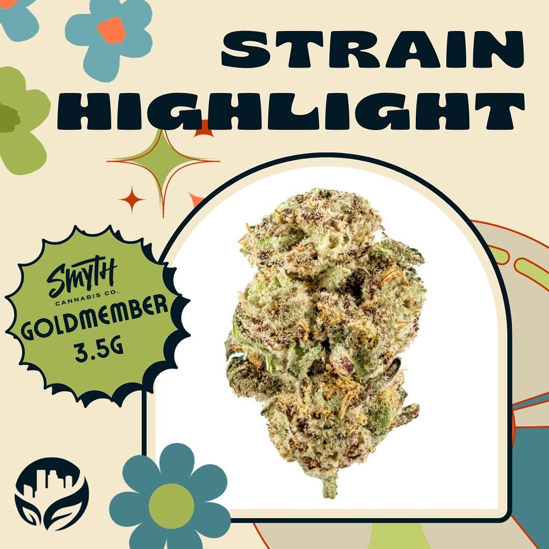 𝙎𝙏𝙍𝘼𝙄𝙉 𝙃𝙄𝙂𝙃𝙇𝙄𝙂𝙃𝙏✦
𝗚𝗼𝗹𝗱𝗺𝗲𝗺𝗯𝗲𝗿 by @smythcannabisco is an indica-dominant hybrid with an inviting scent that has been described as "gassy mandarin," along with a pleasantly creamy finish. An excellent strain for pain relief, depression and creativity, you’re sure to enjoy its uplifting effects! 
✦
Check out our website for more! ⤵ eastbostoncannabis.com
-
NFS. 21+. For educational purposes only.